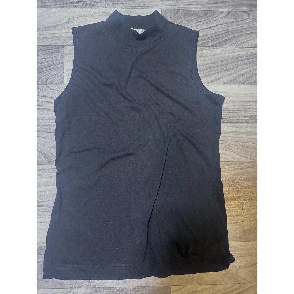 The Limited Womens Mock Neck Sleeveless‎ Top Black Solid Cotton Blend Size L - Picture 2 of 5